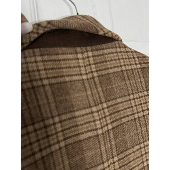Abercrombie & Fitch Women's XXSP Brown Plaid Dad Coat Jacket Wool-Blend Preppy - Picture 9 of 11